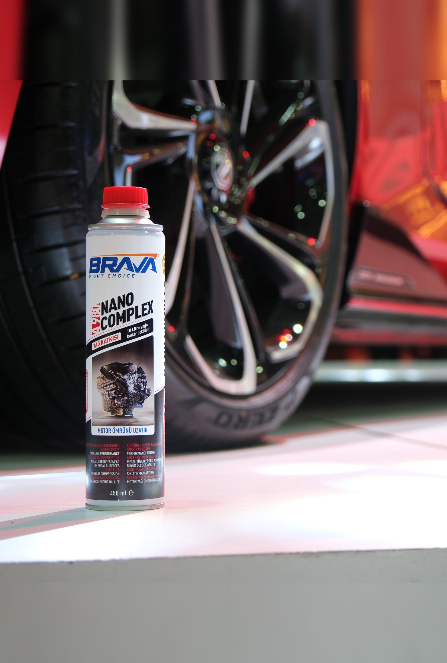 Brava A980 NanoComplex beside a sports car at the Erbil Autoshow